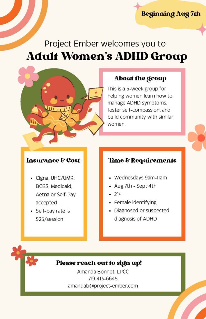 Adult Women's ADHD Group Therapy Flyer